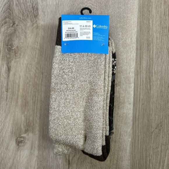 Columbia Fleece Lined Thermal Crew Socks 2Pk Brown Midweight Men’s Size 6-12 NWT - Picture 5 of 9